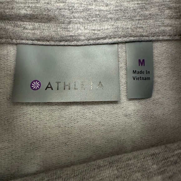 Athleta Track Pullover French Terry Gray Sweatshirt Running Walking medium - Picture 16 of 16